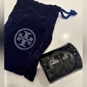 Tory Burch Glossy Black Resin Cuff Bracelet